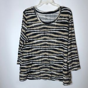 Rafaella Womens Striped Top  Stretch 2X PLUS SIZE